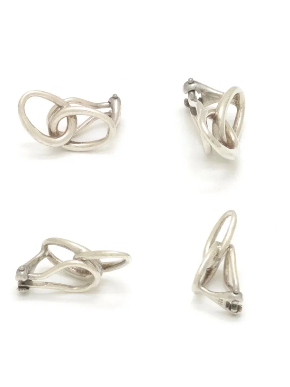 Tiffany & Co Elsa Peretti Double Loop Earrings Clip on Sterling Silver Vintage
